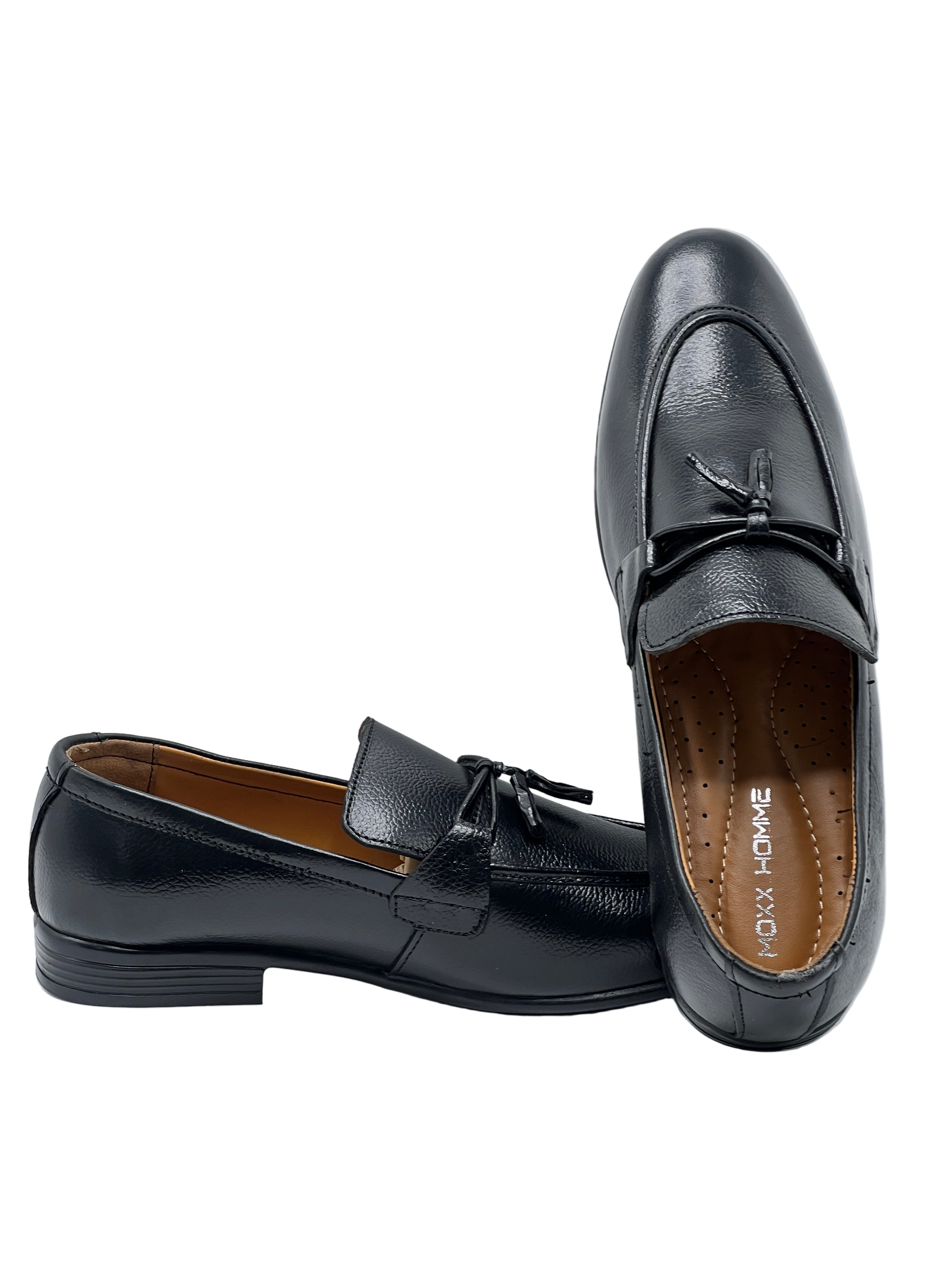 Men’s Black Textured Leather Loafers with Metal Horsebit – Premium Formal & Casual Slip-On Shoes