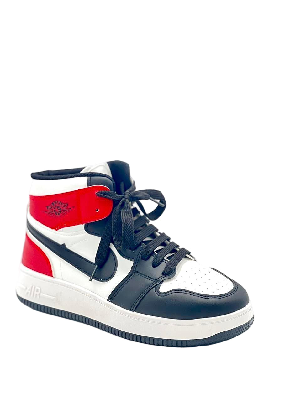 Men’s High-Top Red, White & Black Sneakers – Streetwear Style