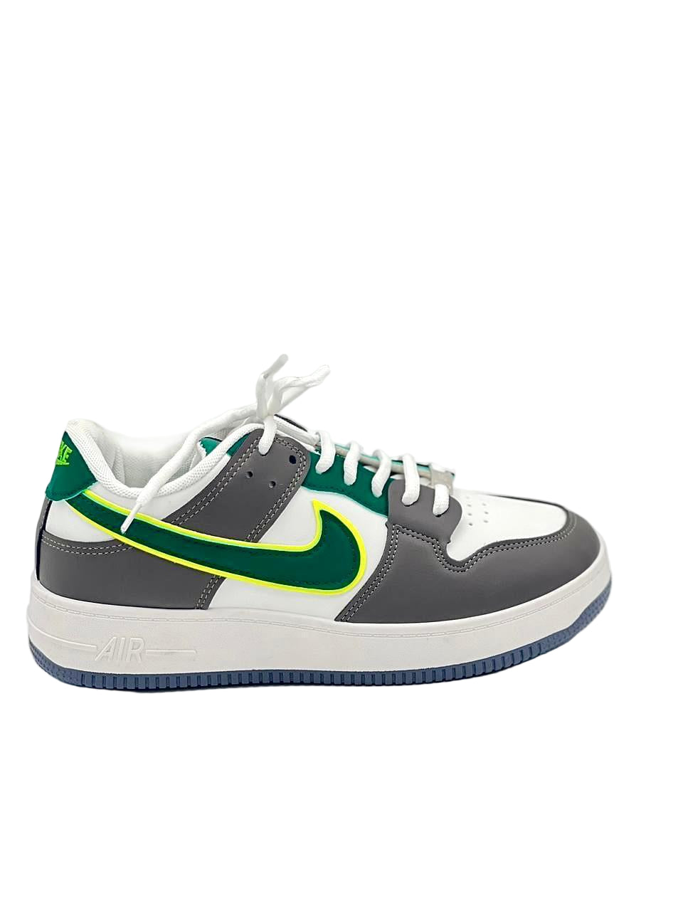 Men’s Trendy Gray & White Sneakers with Green Detailing