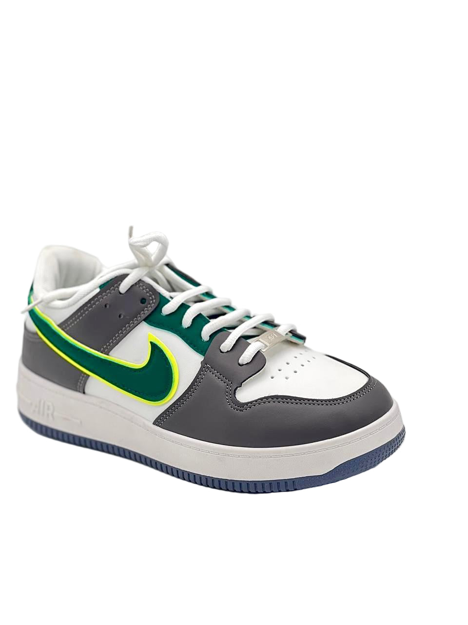 Men’s Trendy Gray & White Sneakers with Green Detailing